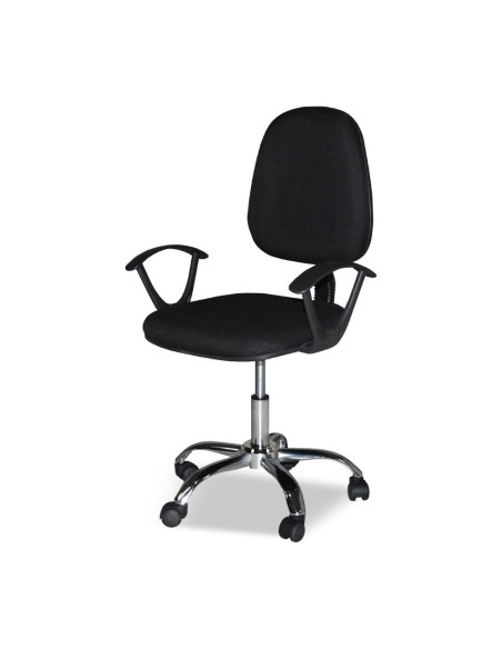 Poltrona da ufficio CR131 in tessuto nero e base cromata - Kallea