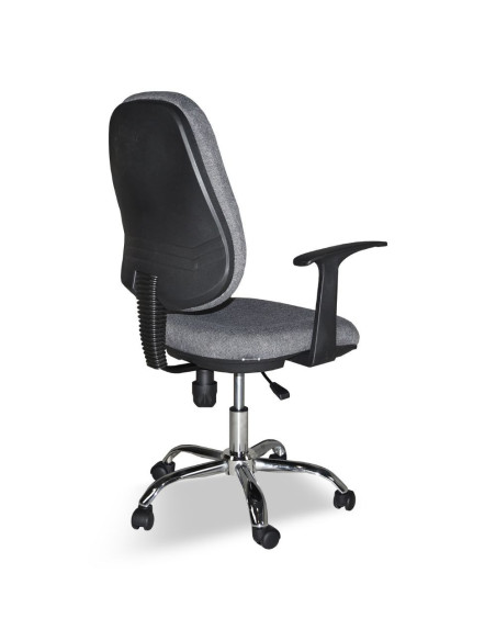 Poltrona da ufficio CR415 tessuto grigio con base cromata - Kallea