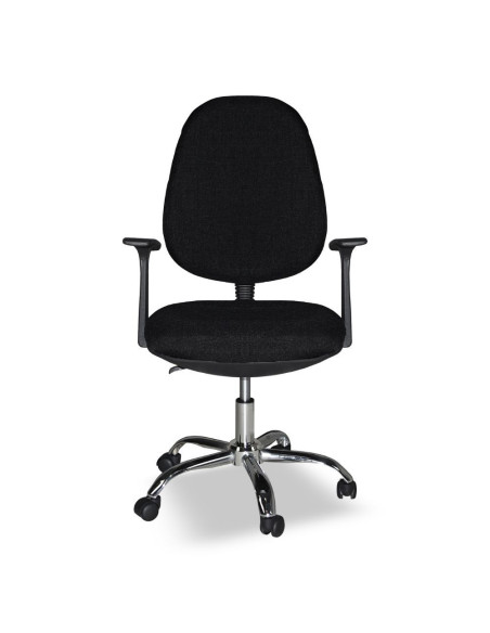 Poltrona da ufficio CR415 tessuto nero con base cromata - Kallea