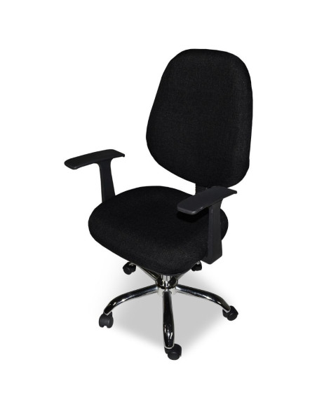 Poltrona da ufficio CR415 tessuto nero con base cromata - Kallea