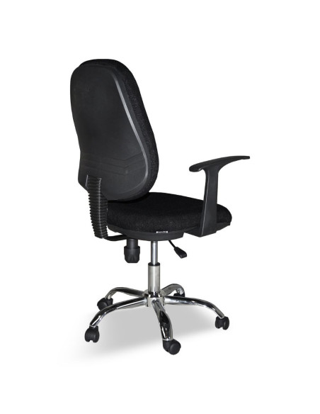 Poltrona da ufficio CR415 tessuto nero con base cromata - Kallea