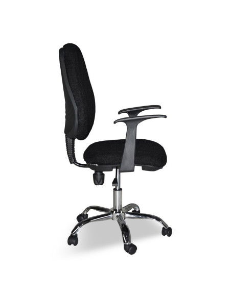 Poltrona da ufficio CR415 tessuto nero con base cromata - Kallea