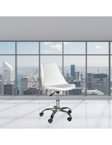 Poltrona da ufficio LC719 in plastica colore bianco con base cromata - Kallea