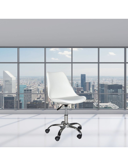 Poltrona da ufficio LC719 in plastica colore bianco con base cromata - Kallea