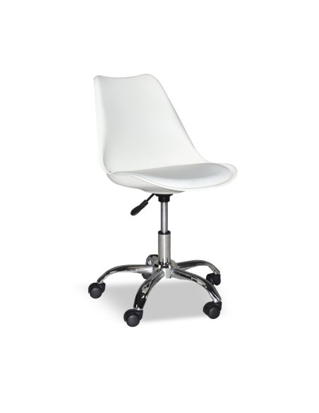 Poltrona da ufficio LC719 in plastica colore bianco con base cromata - Kallea