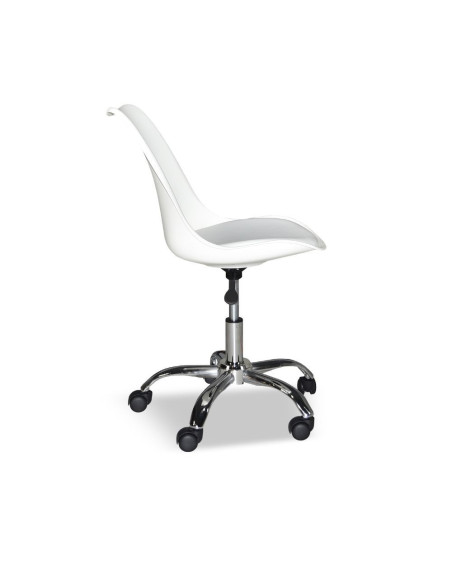 Poltrona da ufficio LC719 in plastica colore bianco con base cromata - Kallea