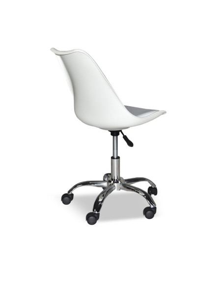 Poltrona da ufficio LC719 in plastica colore bianco con base cromata - Kallea