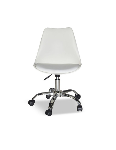 Poltrona da ufficio LC719 in plastica colore bianco con base cromata - Kallea