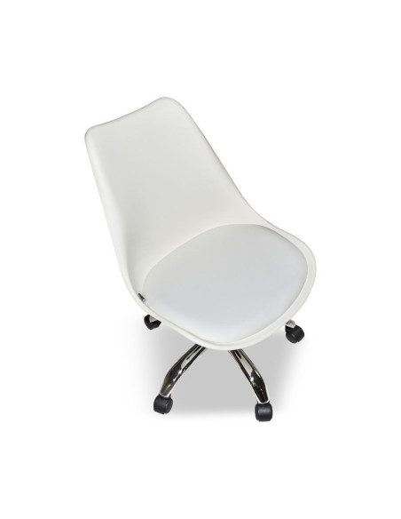 Poltrona da ufficio LC719 in plastica colore bianco con base cromata - Kallea