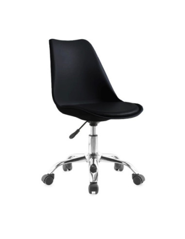 Poltrona da ufficio LC719 in plastica colore nero con base cromata - Kallea