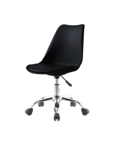 Poltrona da ufficio LC719 in plastica colore nero con base cromata - Kallea