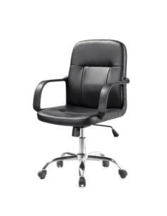 Poltrona da ufficio PC116P in ecopelle nero e base cromata - Kallea 2