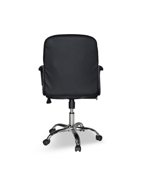 Poltrona da ufficio PC116P in ecopelle nero e base cromata - Kallea