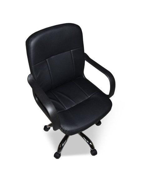 Poltrona da ufficio PC116P in ecopelle nero e base cromata - Kallea