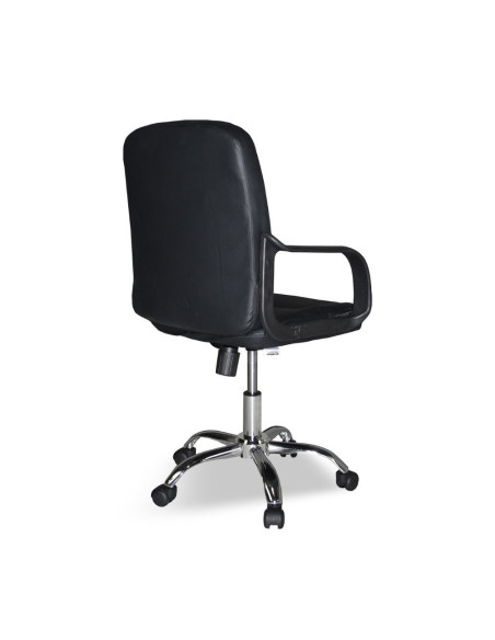 Poltrona da ufficio PC116P in ecopelle nero e base cromata - Kallea