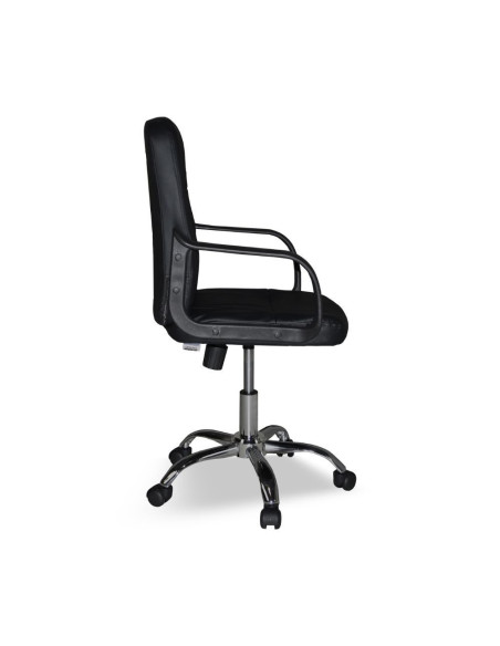 Poltrona da ufficio PC116P in ecopelle nero e base cromata - Kallea