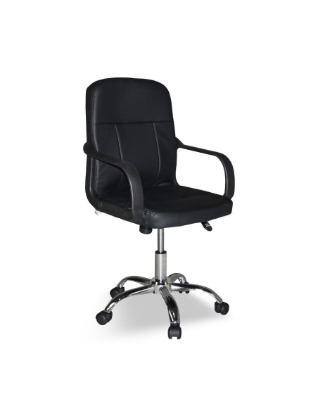 Poltrona da ufficio PC116P in ecopelle nero e base cromata - Kallea