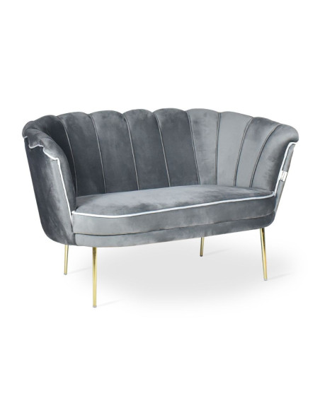 Divano due posti Orel in velluto Babyface 21 grigio piedini oro - Kallea