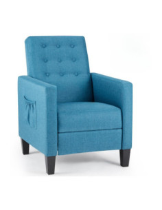 Poltrona Malea recliner 4 punti massaggianti in tessuto blu - Kallea 2