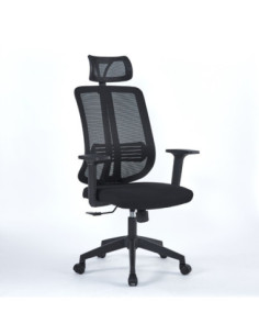 Poltrona ufficio Satia in tessuto e mesh nero con base nera - Kallea