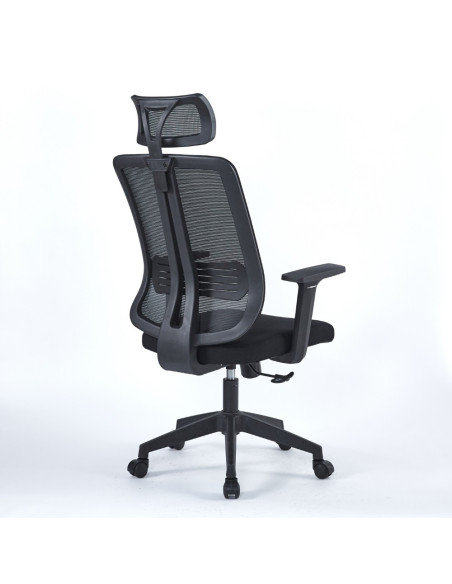 Poltrona ufficio Satia in tessuto e mesh nero con base nera - Kallea