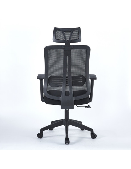 Poltrona ufficio Satia in tessuto e mesh nero con base nera - Kallea