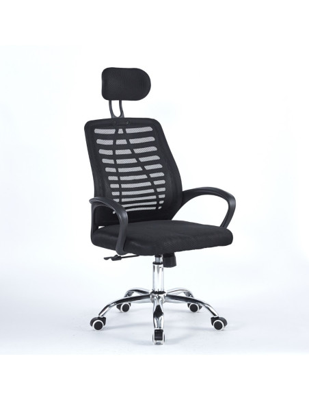 Poltrona ufficio Colin 46x62x107 cm. in tessuto e mesh nero e base cromata - Kallea