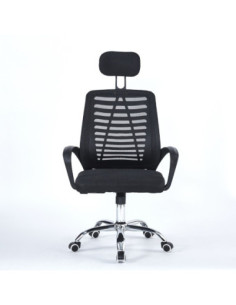 Poltrona ufficio Colin 46x62x107 cm. in tessuto e mesh nero e base cromata - Kallea 2