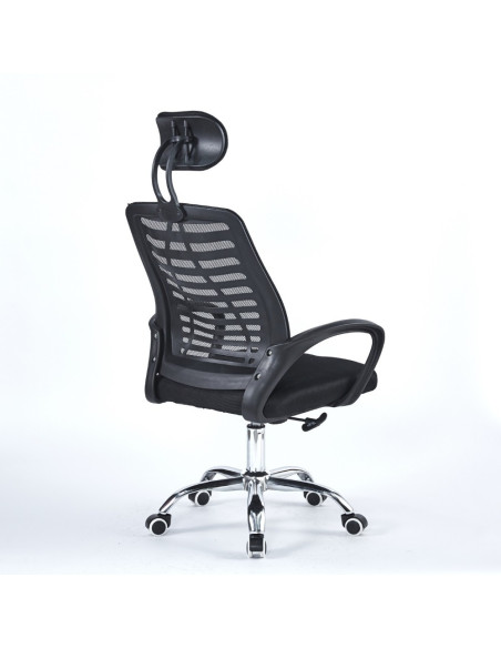 Poltrona ufficio Colin 46x62x107 cm. in tessuto e mesh nero e base cromata - Kallea