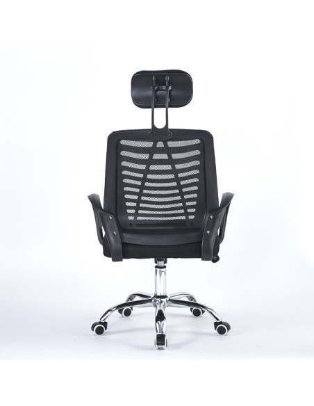 Poltrona ufficio Colin 46x62x107 cm. in tessuto e mesh nero e base cromata - Kallea