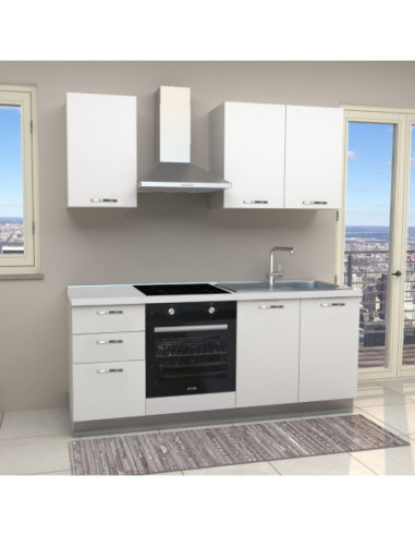 Cucina Taurus 195 colore bianco inclusa di elettrodomestici e piano cottura induzione - Kallea