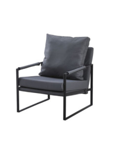 Poltrona Gimmy in ecopelle grigio scuro e struttura in metallo nero - Kallea 2