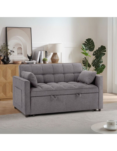 Divano letto Eiri 2 posti in tessuto ZE119-15 grigio - Kallea