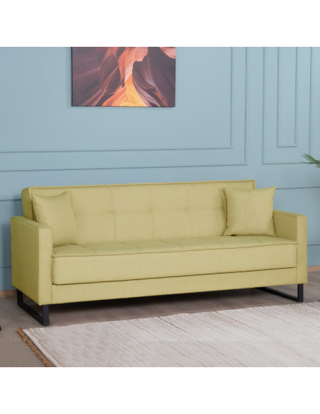 Divano letto contenitore Legen 3 posti in vellutino senape 02-450 - Kallea