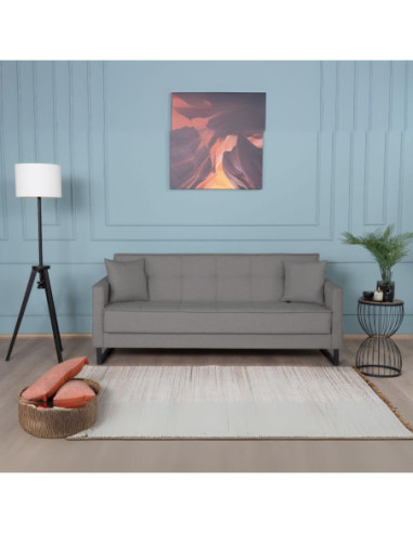 Divano letto contenitore Legen 3 posti in vellutino grigio 07-450 - Kallea