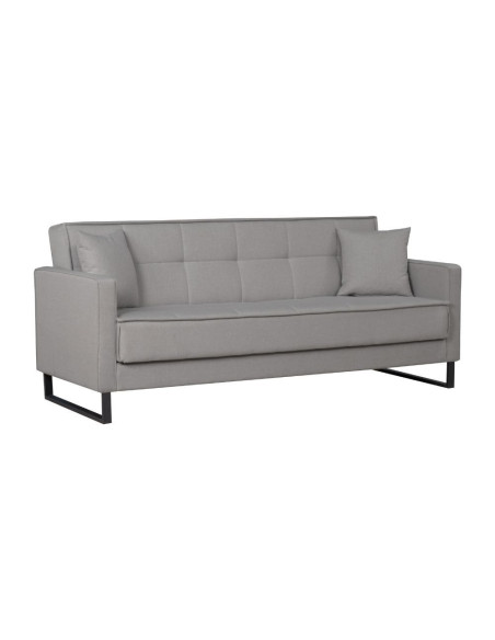 Divano letto contenitore Legen 3 posti in vellutino grigio 07-450 - Kallea