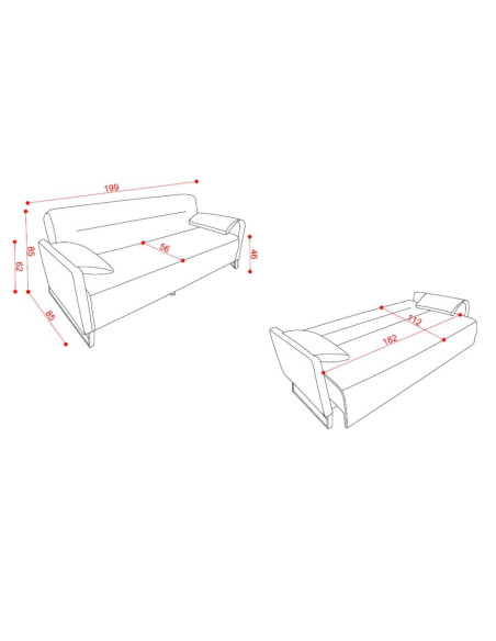 Divano letto Odin 3 posti in tessuto beige 05-370 - Kallea