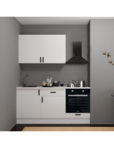 Cucina Asti 180 cm. reversibile elettrodomestici inclusi colore bianco e maniglie in metallo nero - Kallea 2