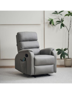 Poltrona relax Futura manuale 8 punti di massaggio in nabuk grigio chiaro - Kallea 2