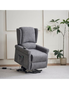 Poltrona alzapersona Tasmania con recliner elettrico 2 motori e 8 punti di massaggio in tessuto grigio - Kallea 2