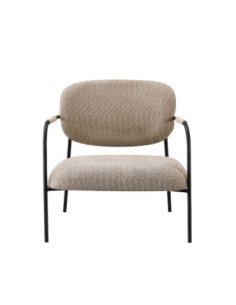 Poltrona Nat con struttura in metallo nero e seduta in tessuto teddy tortora - Kallea 2