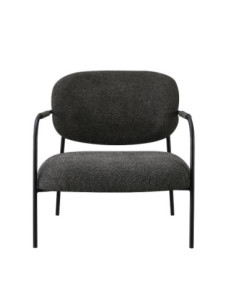 Poltrona Nat con struttura in metallo nero e seduta in tessuto teddy grigio scuro - Kallea 2