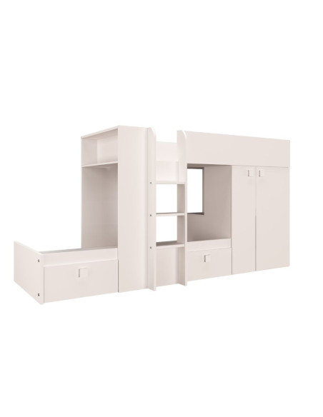 Letto a castello 1277 reversibile con due cassetti e armadio colore bianco - Kallea