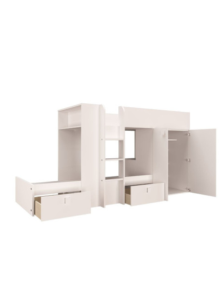 Letto a castello 1277 reversibile con due cassetti e armadio colore bianco - Kallea