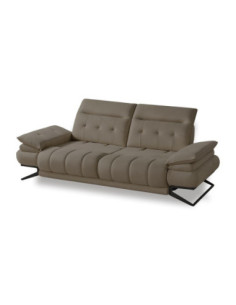 Divano Marzia 3 posti con schienali basculanti e poggiatesta reclinabili in tessuto buffalo 905 tortora - Kallea 2