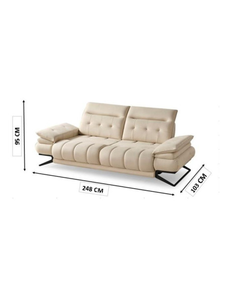 Divano Marzia 3 posti con schienali basculanti e poggiatesta reclinabili in tessuto buffalo 913 marrone - Kallea