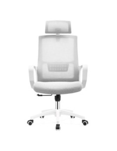 Poltrona ufficio Ica con schienale in rete e poggiatesta regolabile colore bianco - Kallea 2