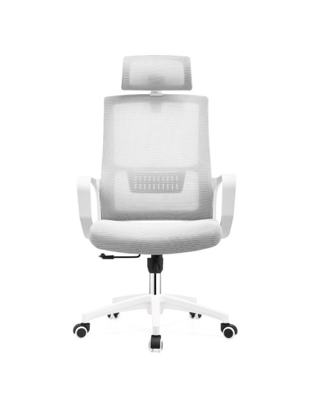 Poltrona ufficio Ica con schienale in rete e poggiatesta regolabile colore bianco - Kallea