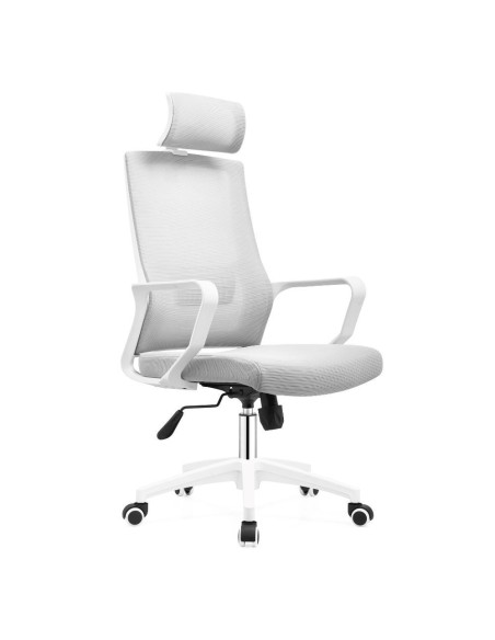 Poltrona ufficio Ica con schienale in rete e poggiatesta regolabile colore bianco - Kallea