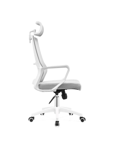 Poltrona ufficio Ica con schienale in rete e poggiatesta regolabile colore bianco - Kallea